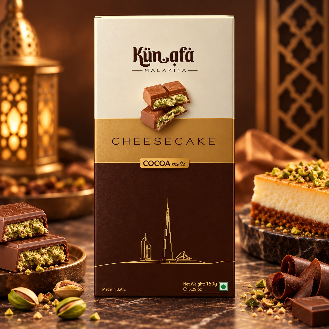 Cocoa Melts Kunafa Cheesecake Bar 150gm