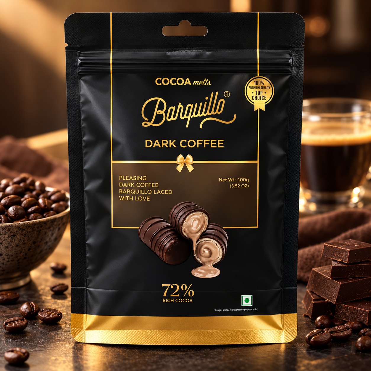 Cocoa Melts Barquillo Dark Coffee Pouch 100gm