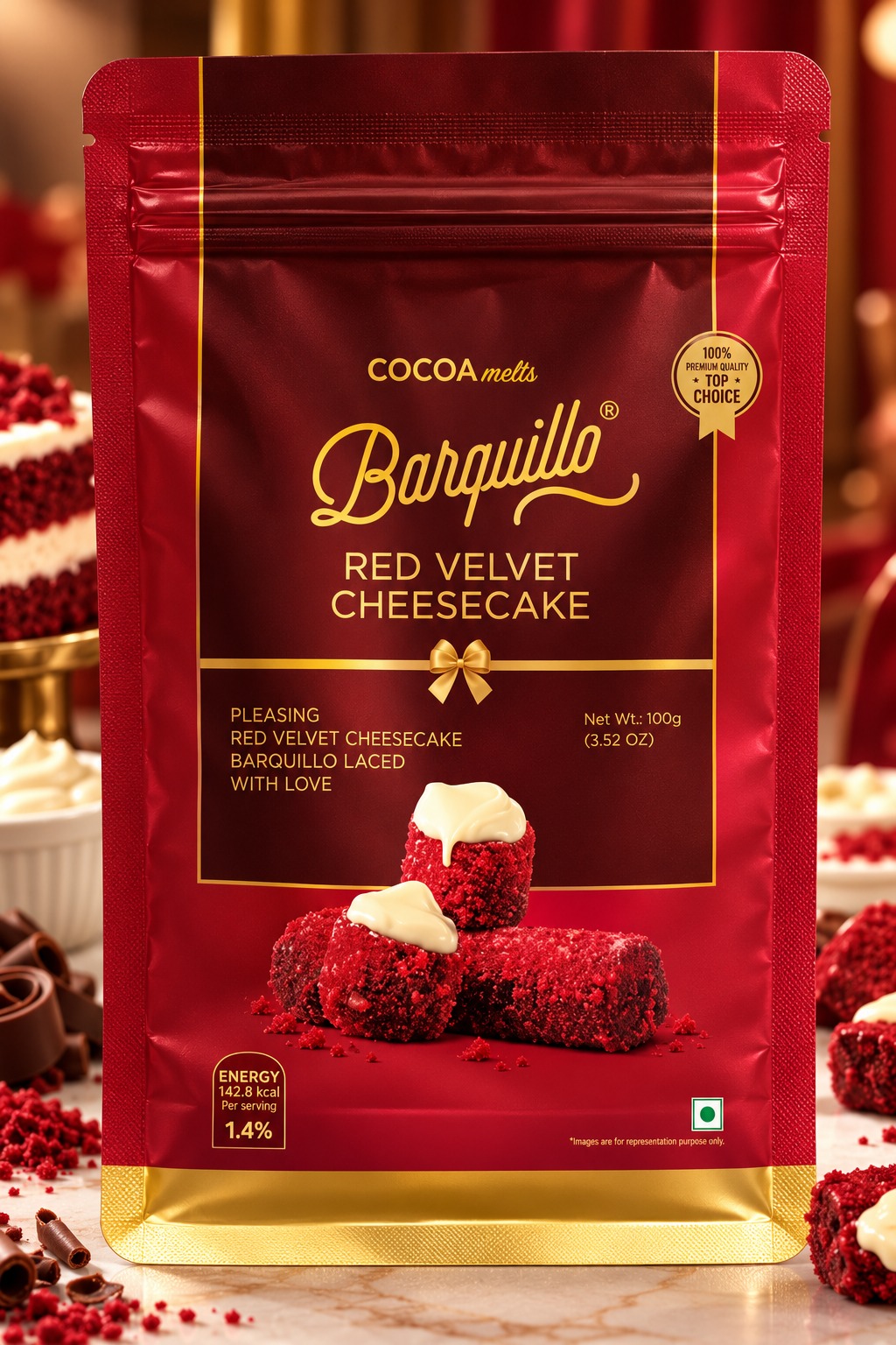 Cocoa Melts Barquillo Red Velvet Cheesecake pouch 100gm