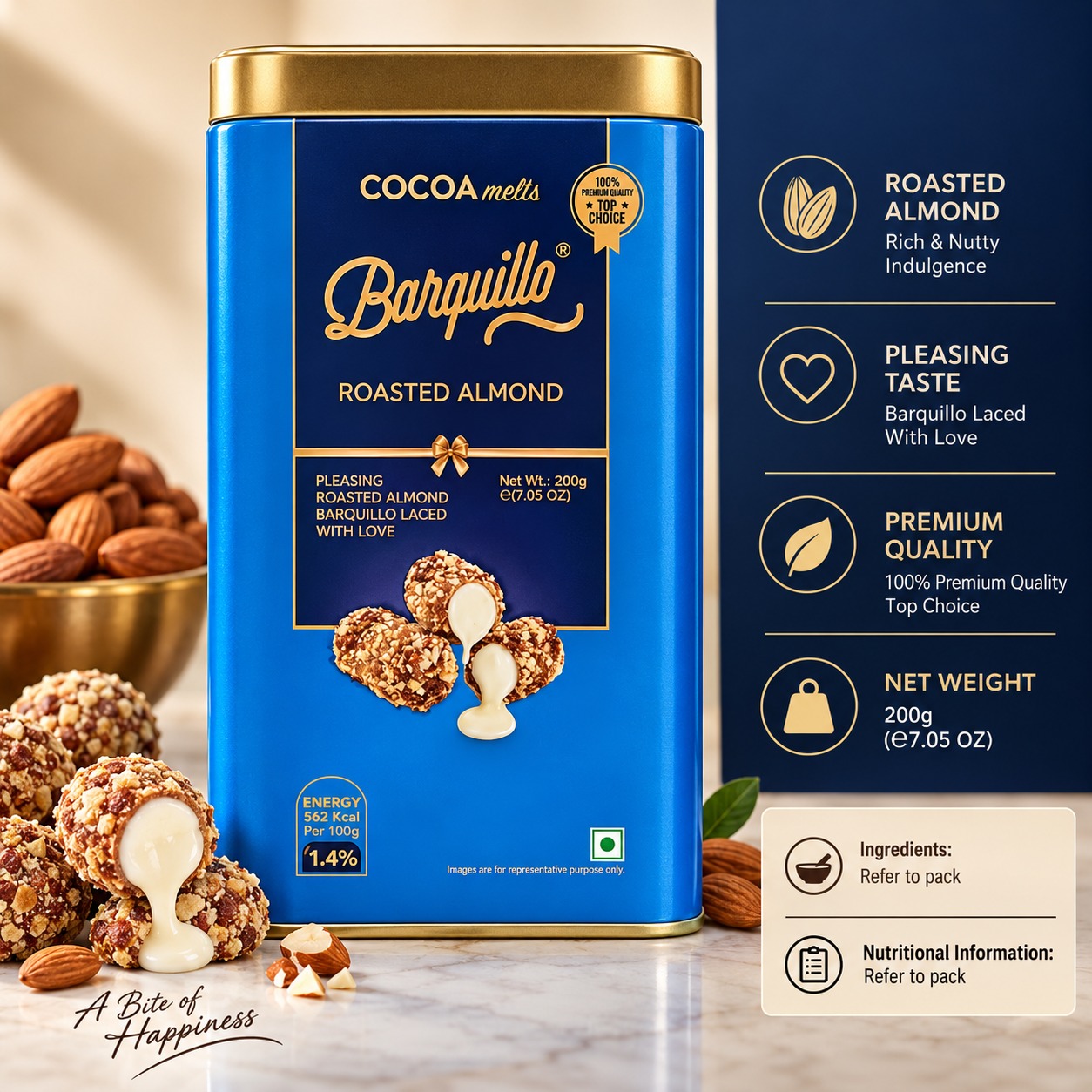 Cocoa Melts Barquillo Roasted Almond Tin 200gm