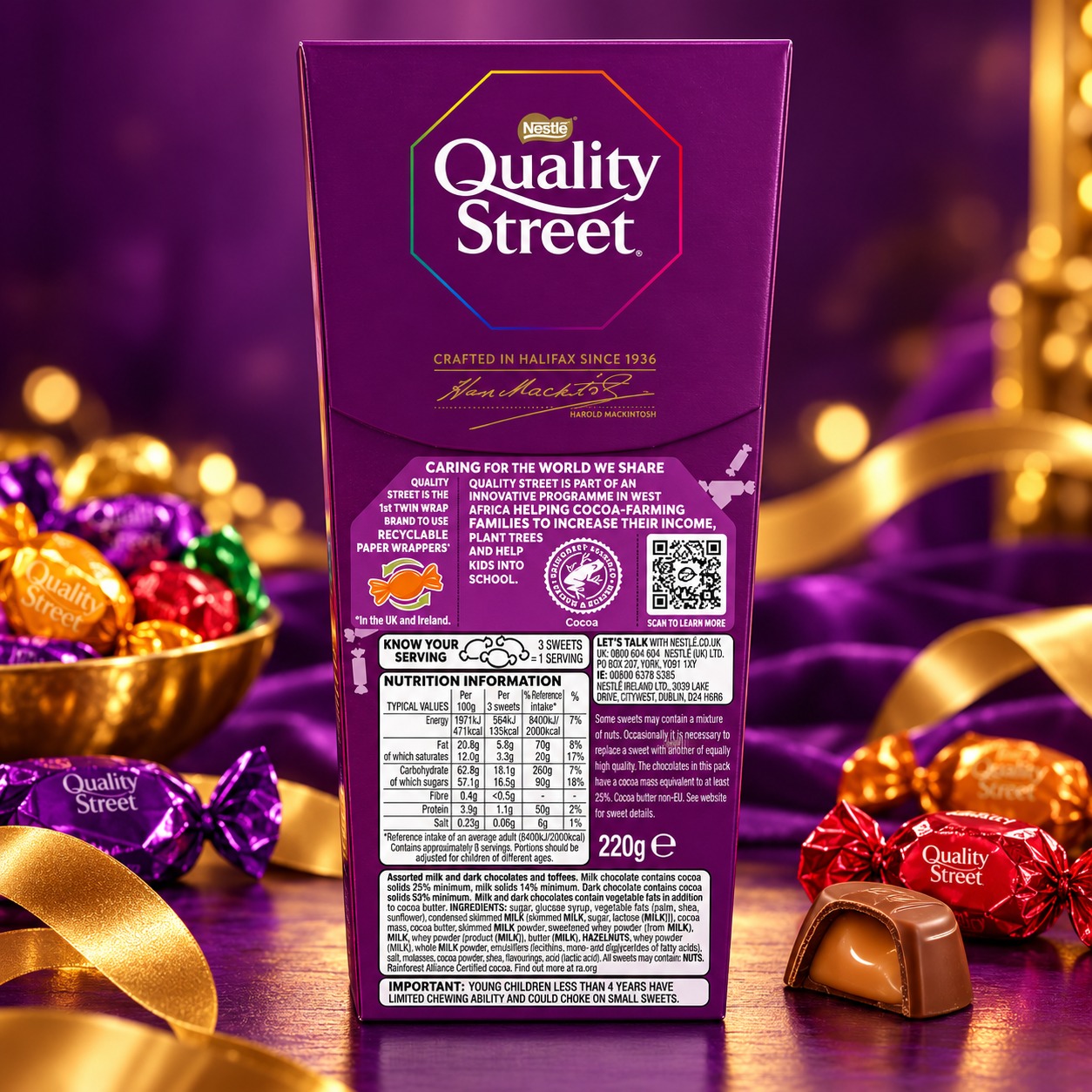 Nestles Quality Street Assorted Milk And Dark Chocolates And Toffees, 220g (Imported)