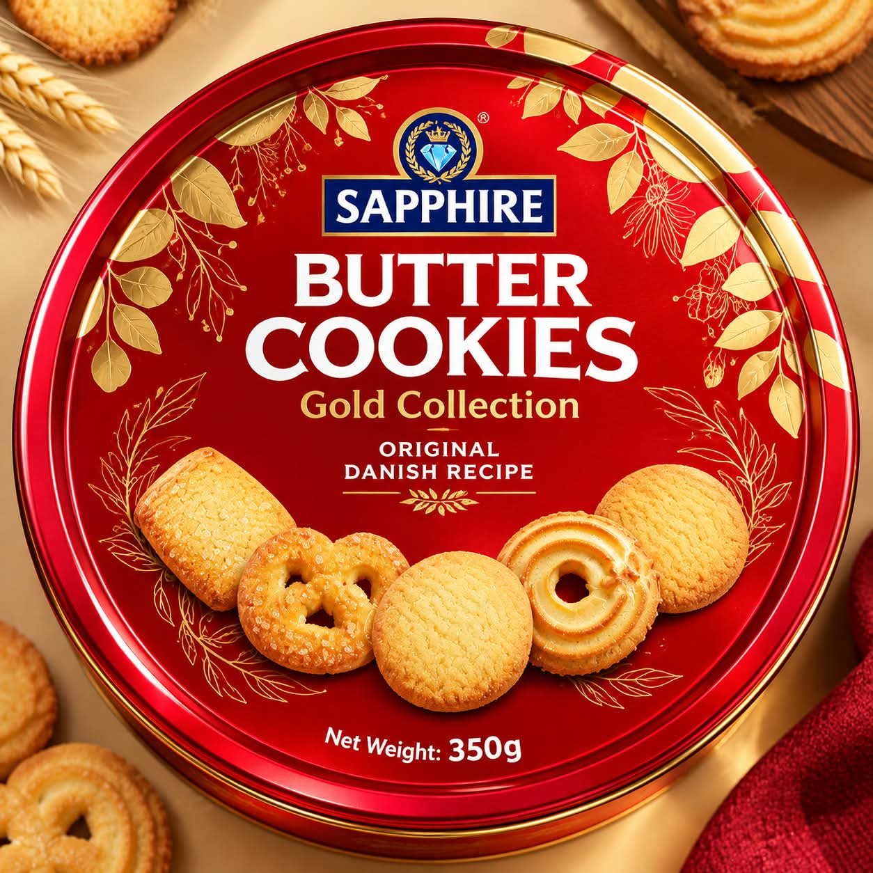 Sapphire Butter Cookies Gold Collection Original Danish Recipe 450gm