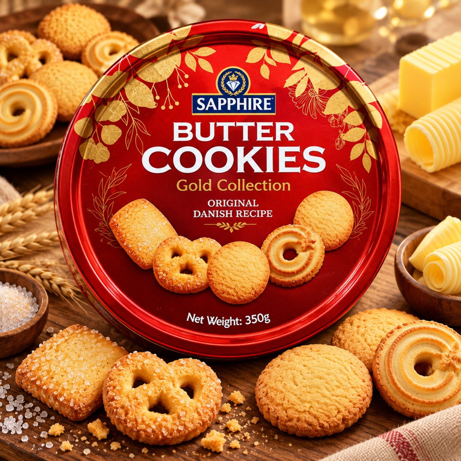 Sapphire Butter Cookies Gold Collection Original Danish Recipe 450gm