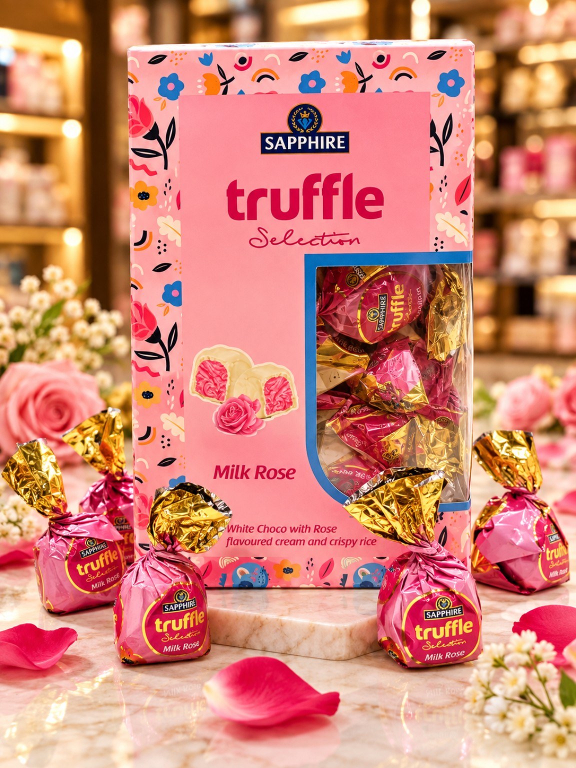 Sapphire Truffle Selection Milk Rose Chocolate 470gm