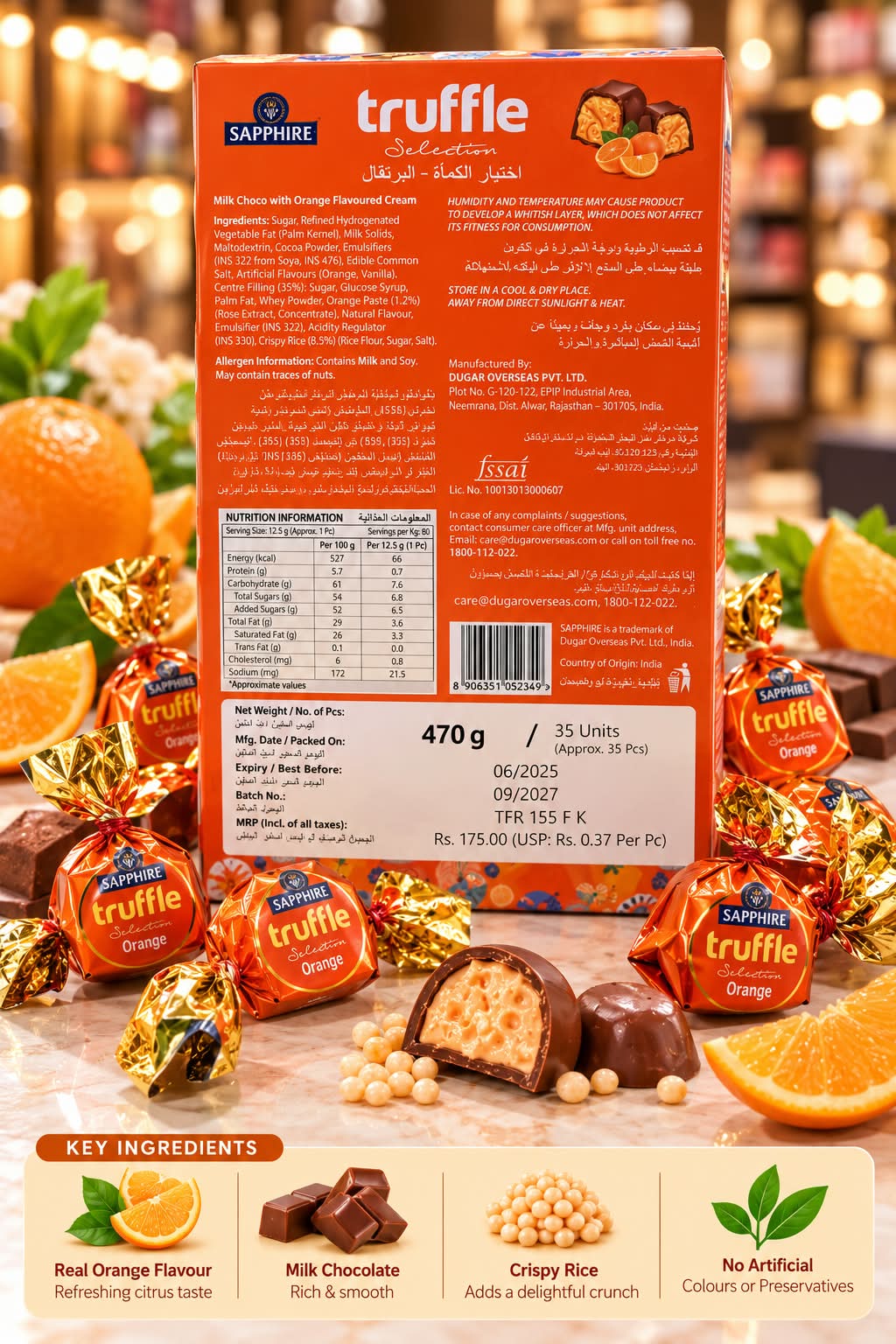 Sapphire Truffle Selection Orange Chocolate 470gm