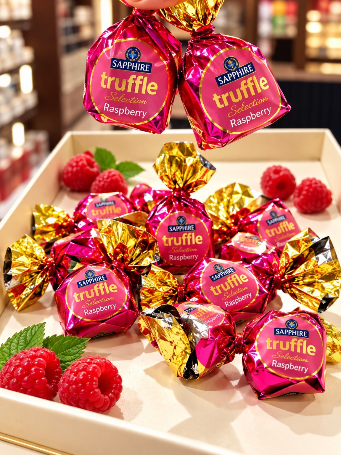 Sapphire Truffle Selection Raspberry Chocolate 470gm