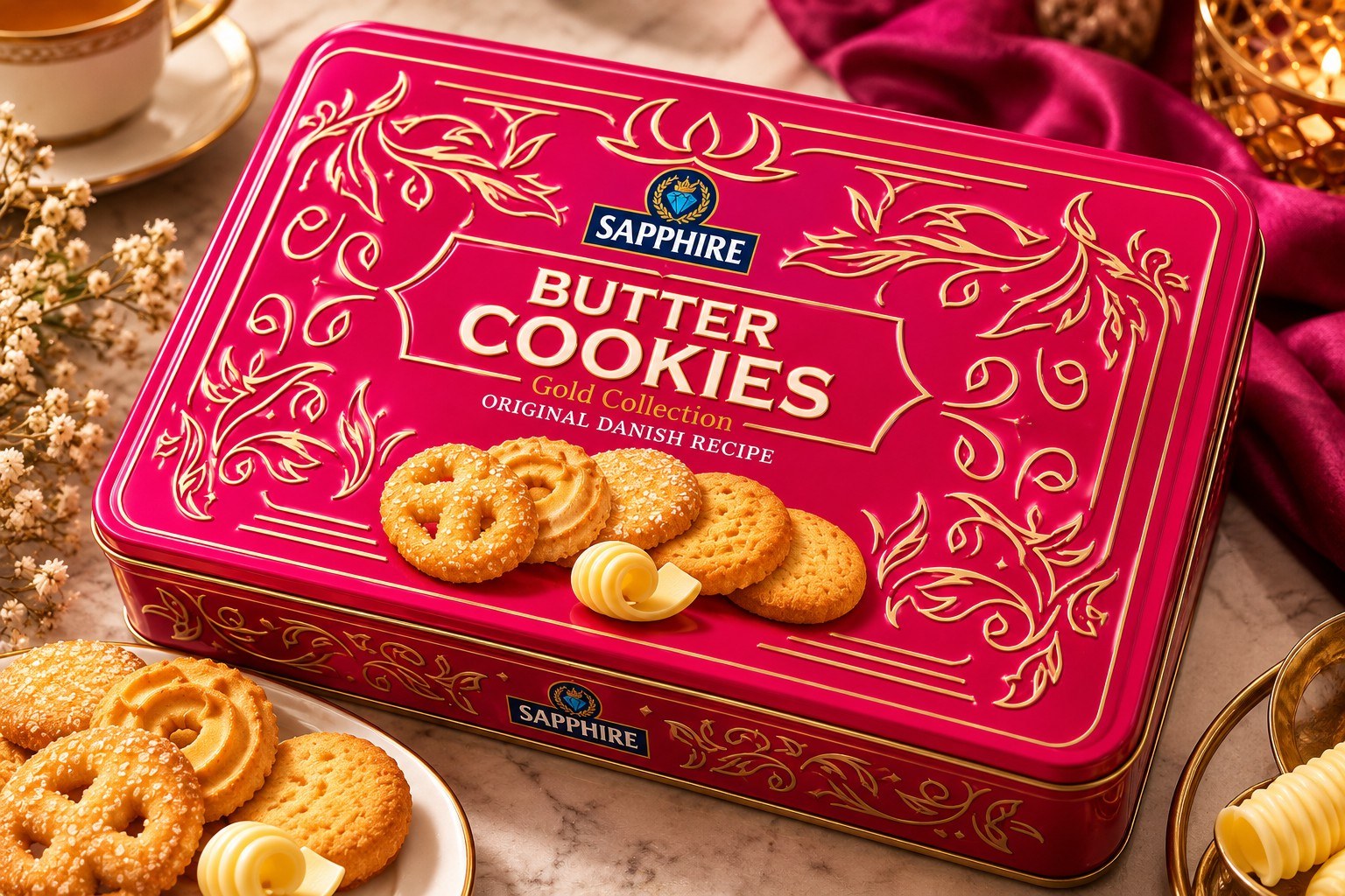 Sapphire Butter Cookies Gold Collection Original Danish Recipe 450gm
